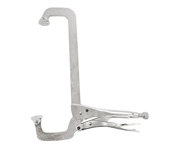Stepped C clamp with swivel pads